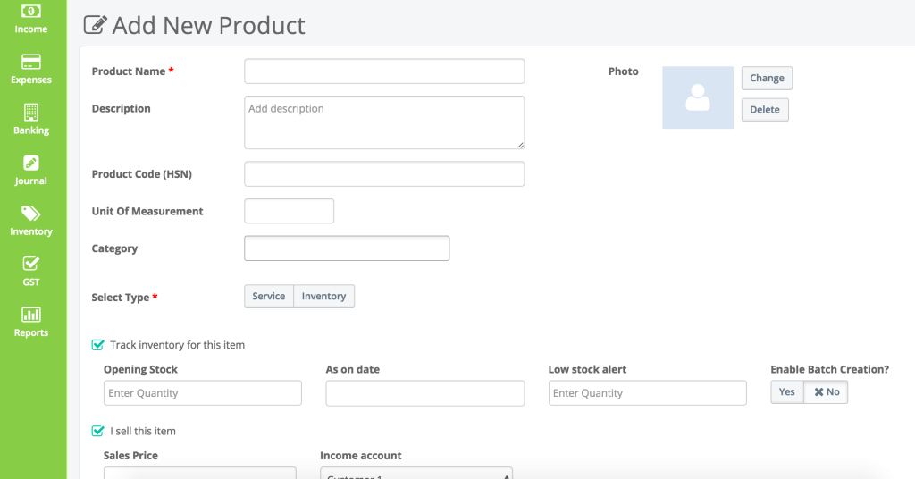 Add New Product In Profitbooks