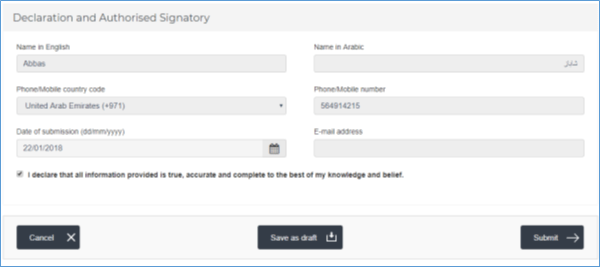 Declaration And Authorised Signatory