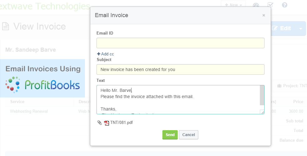Email Invoices From Profitbooks Accounting Software