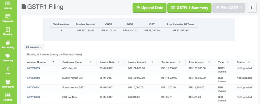 File Gstr-1 Return From Profitbooks