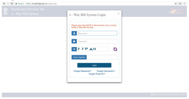 E Way Login On Gst Portal