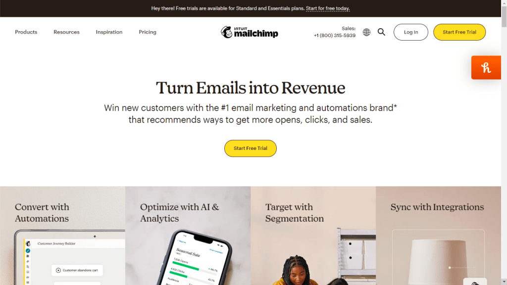 Mailchimp Home Page (Email Marketing Software)