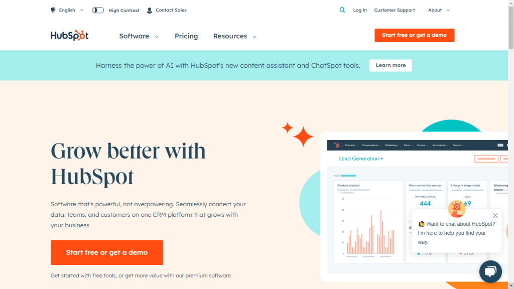 Hubspot Home Page (Crm Business Software)