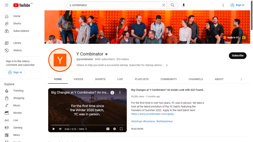 Y-Combinator (Youtube Channel)
