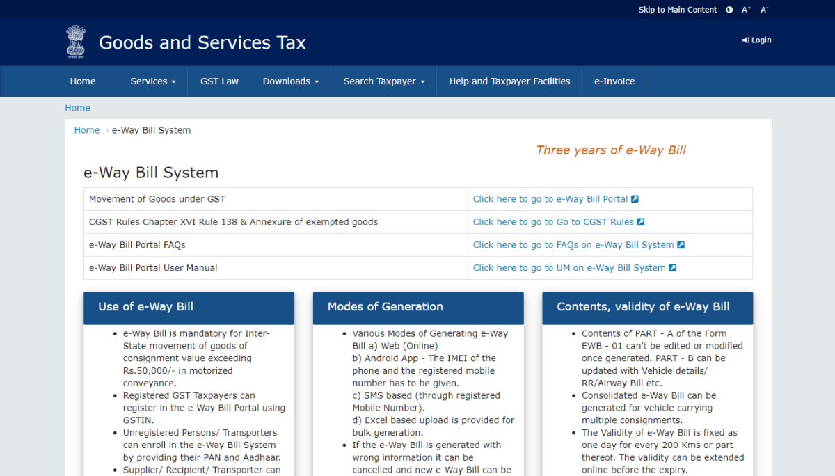 E-Way Bill On Gst Portal