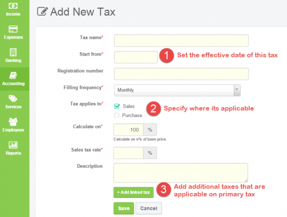 Setup Taxes in ProfitBooks Accounting Software