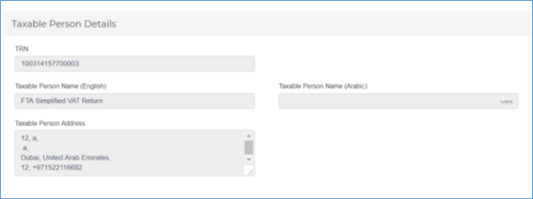 Uae Vat - Taxable People Details